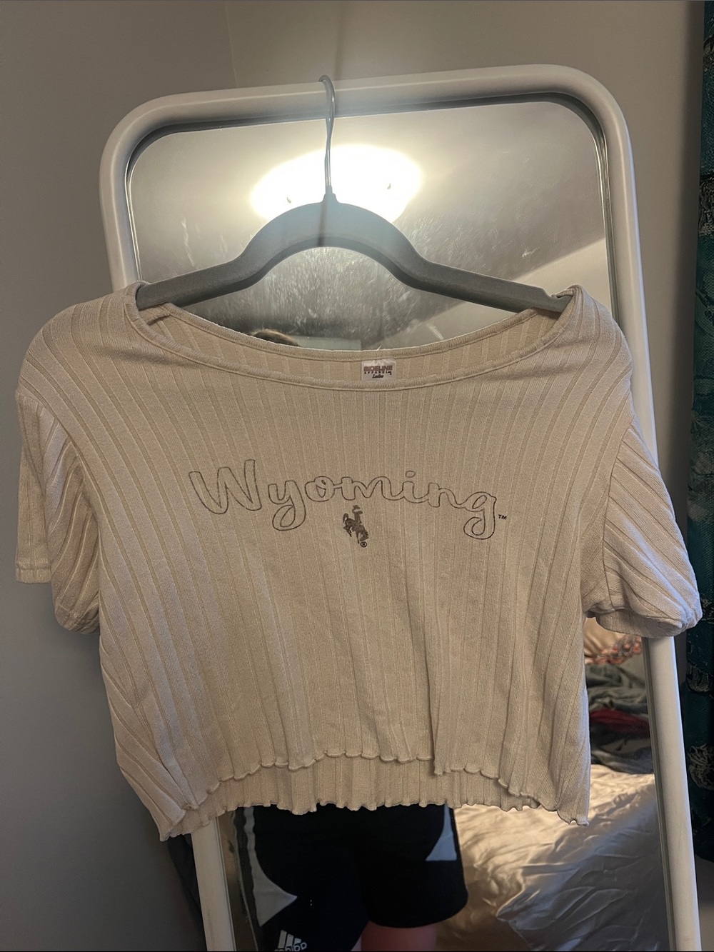 Sideline apparel lettuce edge Wyoming college crop top